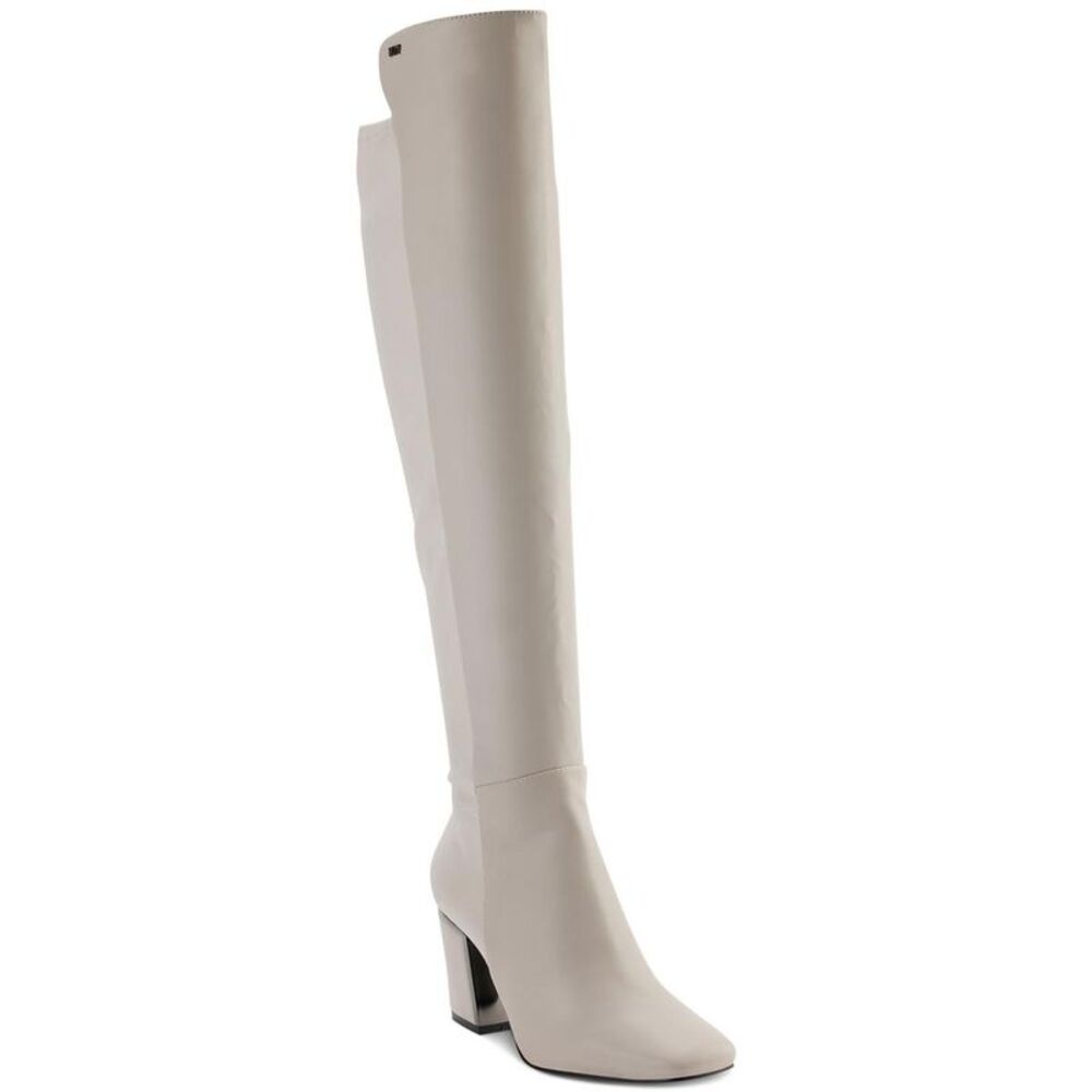 DKNY Womens CILLI KNEE HIGH Ivory Comfort Insole Manmade Thigh-High Boots NWOB